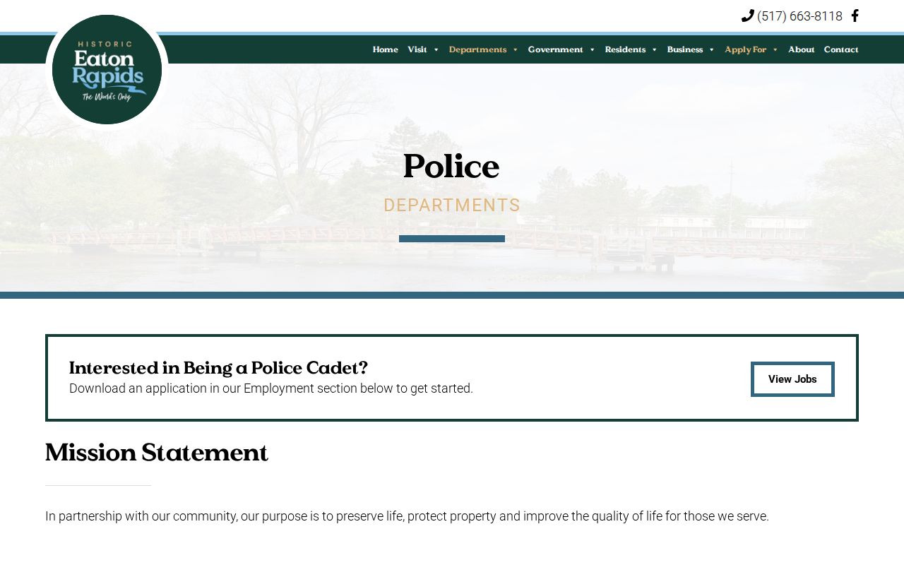 Eaton Rapids Police Department official information page